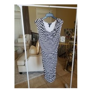 I.N.C. navy blue and white striped cocktail dress